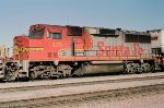 Santa Fe GP60M #125 with a westbound intermodal passing the depot 